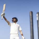 batsman raising his cricket bat, cricket stumps