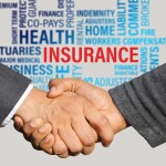 Various types of insurance words and a handshake visual